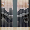 Abstract Window Curtain - Beige and Gray Midnight Beachy Waves - Deja Blue Studios