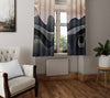 Abstract Window Curtain - Beige and Gray Midnight Beachy Waves - Deja Blue Studios