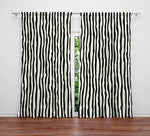 Striped Window Curtain - Black and White Wavy Stripes - Deja Blue Studios