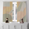 Minimalist Window Curtain - Muted Tan and Green Geometric Shapes - Deja Blue Studios