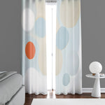 Abstract Window Curtain - Blue, Orange, and Tan Hazy Bubbles - Deja Blue Studios