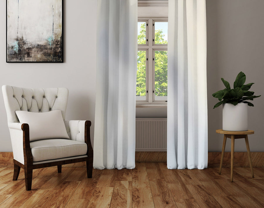 Abstract Window Curtain - Hazy Grayscale Early Morning - Deja Blue Studios
