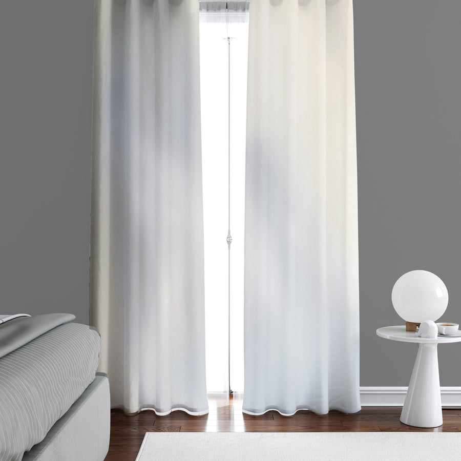 Abstract Window Curtain - Hazy Grayscale Early Morning - Deja Blue Studios