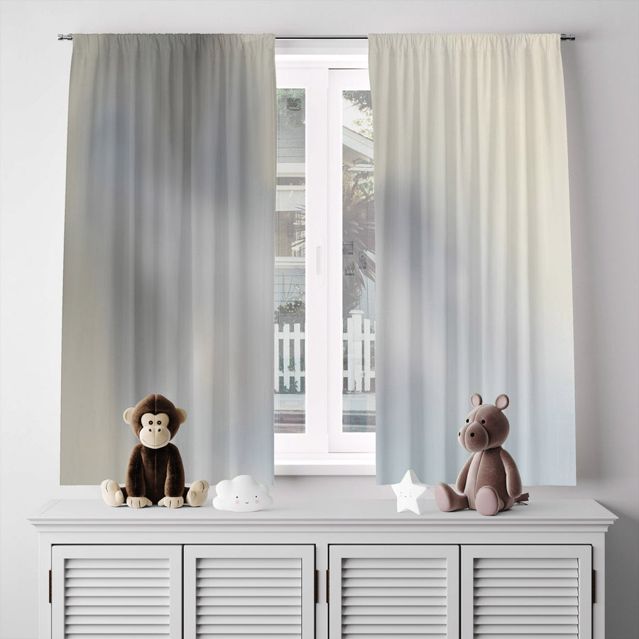 Abstract Window Curtain - Hazy Grayscale Early Morning - Deja Blue Studios