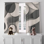 Abstract Window Curtain - Grayscale Geometric Pattern - Deja Blue Studios